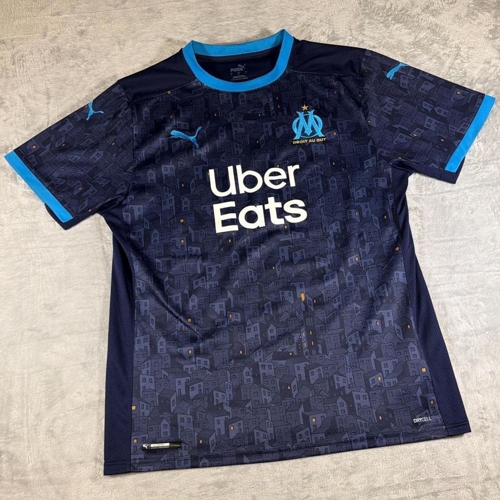 PUMA Olympique Marseille Geometric City Scape Jersey | Navy/Blue | Large